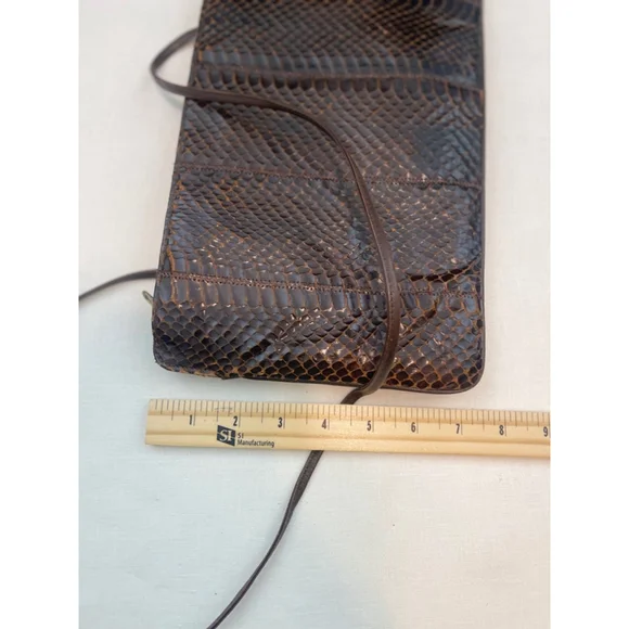Women's Vintage La Belle Brown Snakeskin Clutch Small - Picture 7 of 15